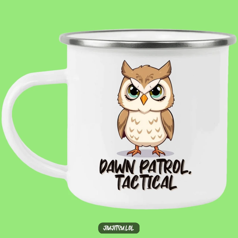 Funny Owl Takedown Camping Mug: Trail Wisdom, Perfect Outdoor Martial Arts Gift!