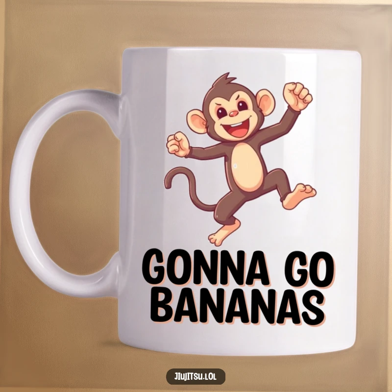 Funny Monkey Sparring Mug featuring a mischievous monkey mid-swing, ready for playful combat, bringing energetic fun to your day.