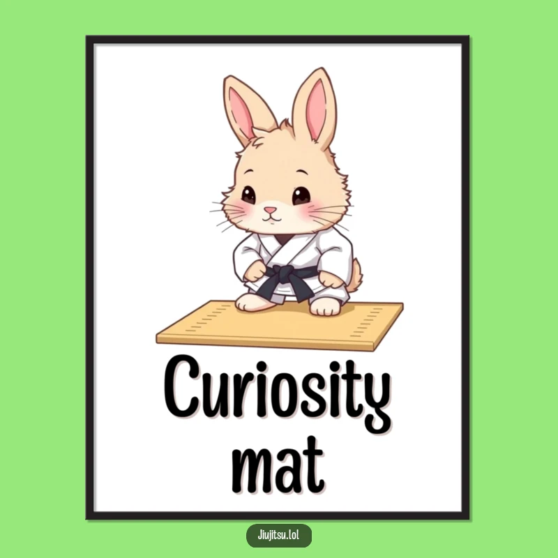 Funny Rabbit Judo Mat Study Digital Art Print - Humorous Instant Gift