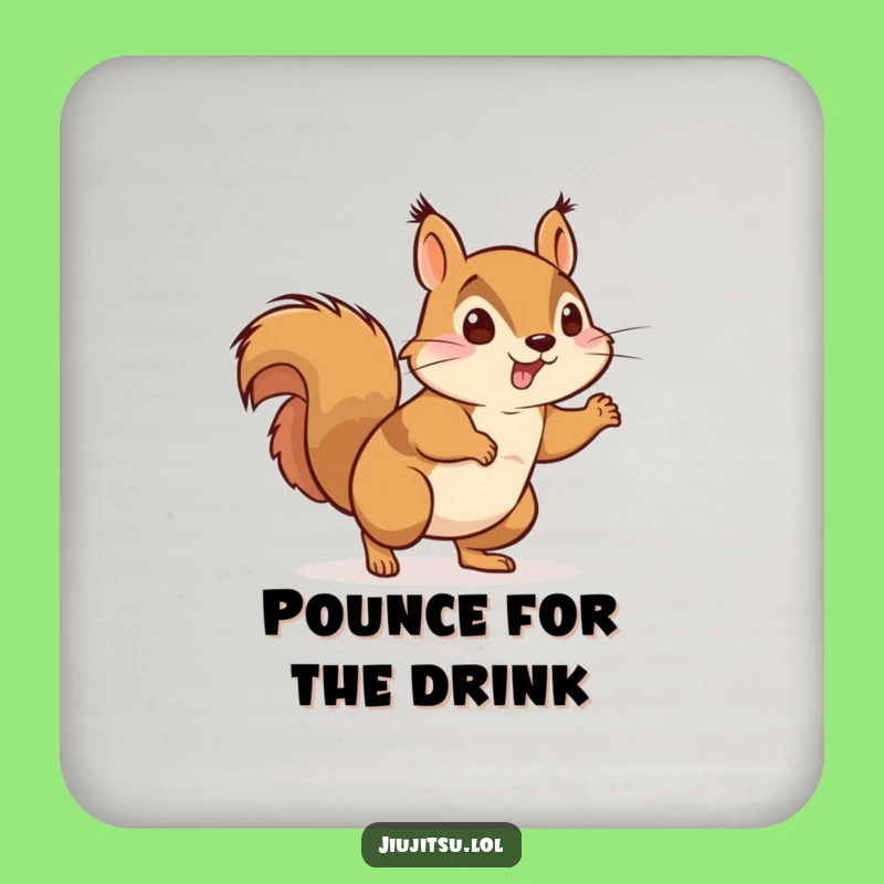 Funny Energetic Squirrel Judo Drink Coaster - Humorous Table Protector Gift