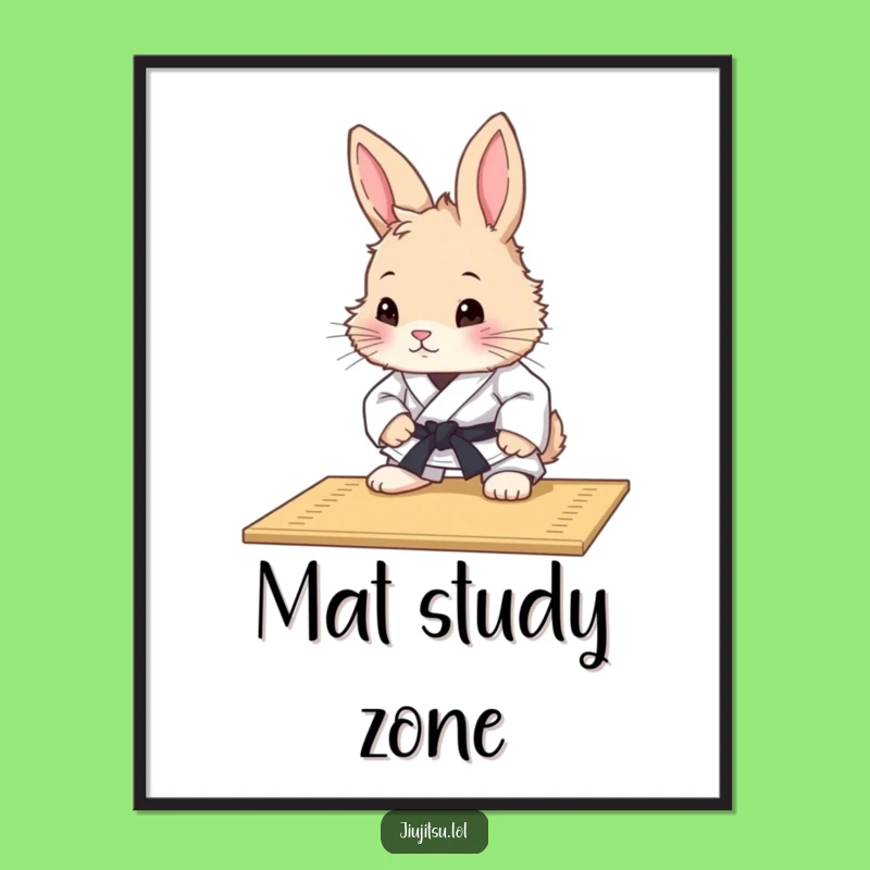 Funny Rabbit Judo Mat Study Poster - Humorous Wall Art Gift