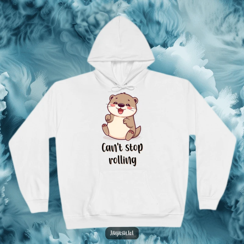 Funny Otter Hoodie: Features a cheerful otter doing a playful submission roll, looking utterly delighted and carefree.
