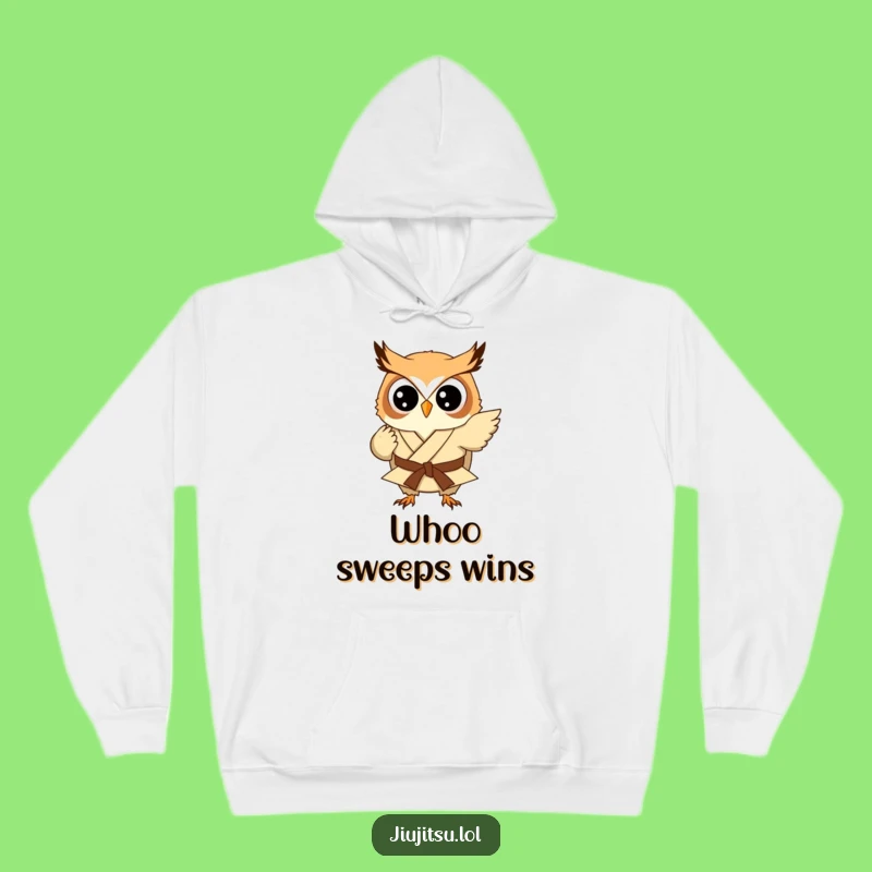 Cozy Funny Owl Judo Sweep Hoodie - Warm Humorous Martial Arts Gift