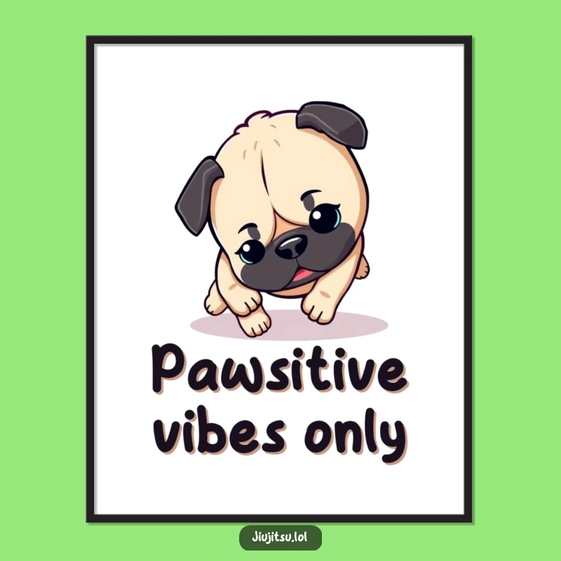 Free Printable Pug Wall Art: Funny Pouncing Dog Decor, Energetic Downloadable Art