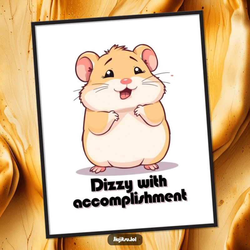 Funny Free Printable Wall Art: A squishy hamster performing a comical defensive roll, looking a little dizzy, creating fun decor.
