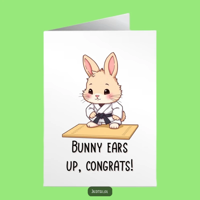 Free Printable Congrats Card: Curious Rabbit Judo Mat - Adorable Downloadable Gift!