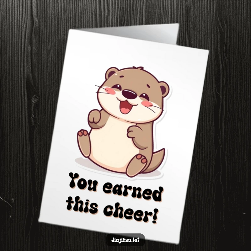 Funny Free Printable Congratulations Card: A cheerful otter gleefully performing a submission roll, celebrating your fantastic news with aquatic fun.