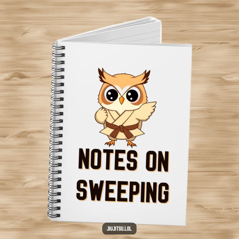 Funny Owl Judo Sweep Notebook: An illustration of a determined owl in a judo gi attempting a sweep, perfect for notes and funny gifts.