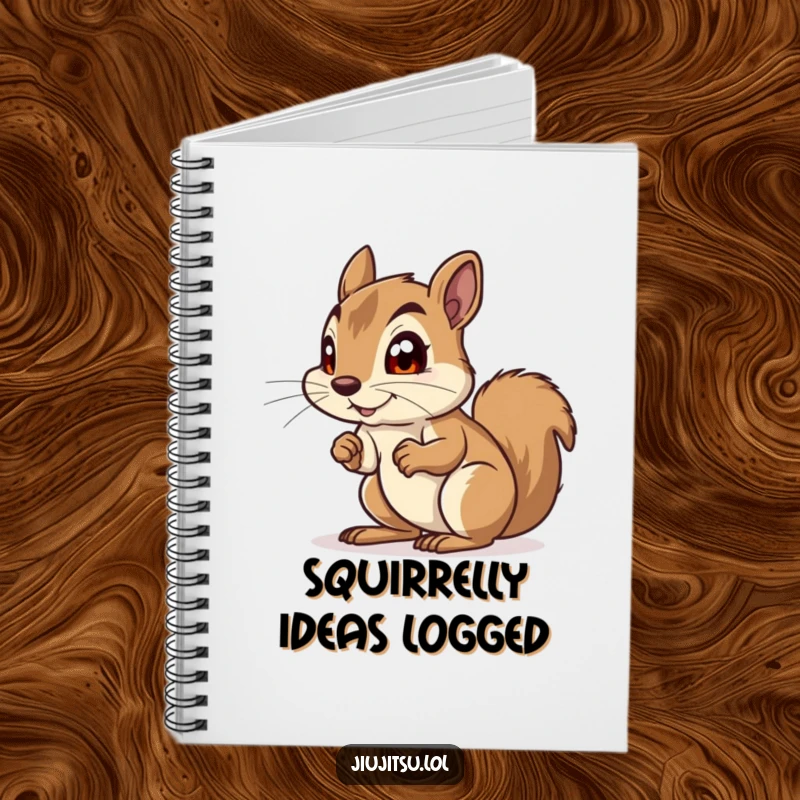 Funny Squirrel Notebook: Features a curious squirrel in a defensive crouch, eyes wide with playful anticipation, ideal for journaling.