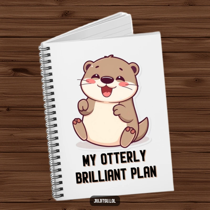 Funny Otter Notebook: Features a cheerful otter doing a playful submission roll, looking delighted and perfect for journaling.