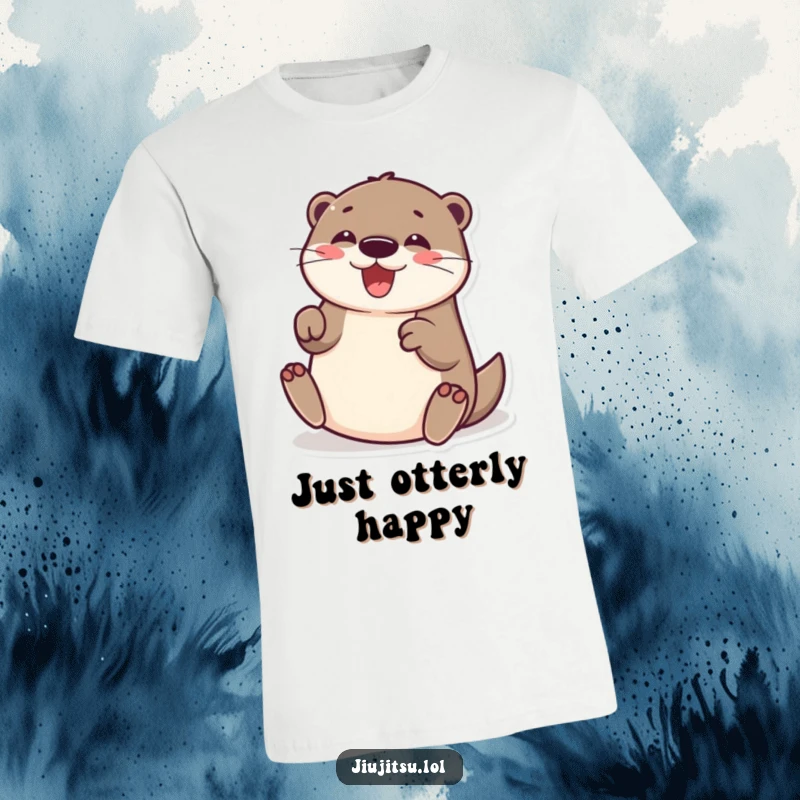 Funny Otter T-Shirt: A cheerful otter performing a playful submission roll, radiating happiness and pure delight.