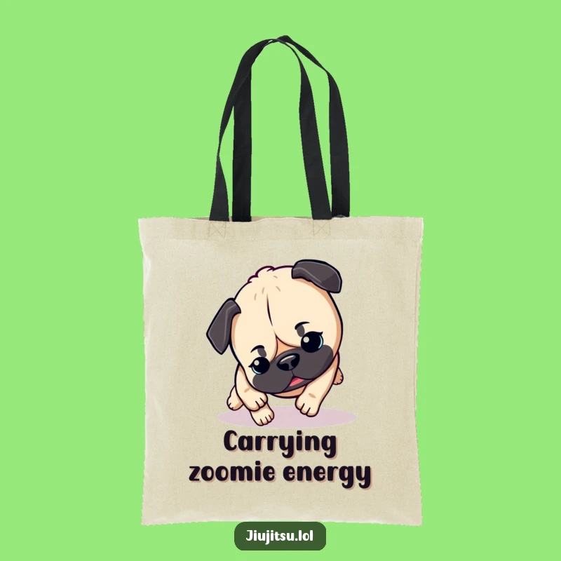 Funny Pug Pounce Tote Bag: Stylish & Energetic Dog Accessory for Funny Gifts