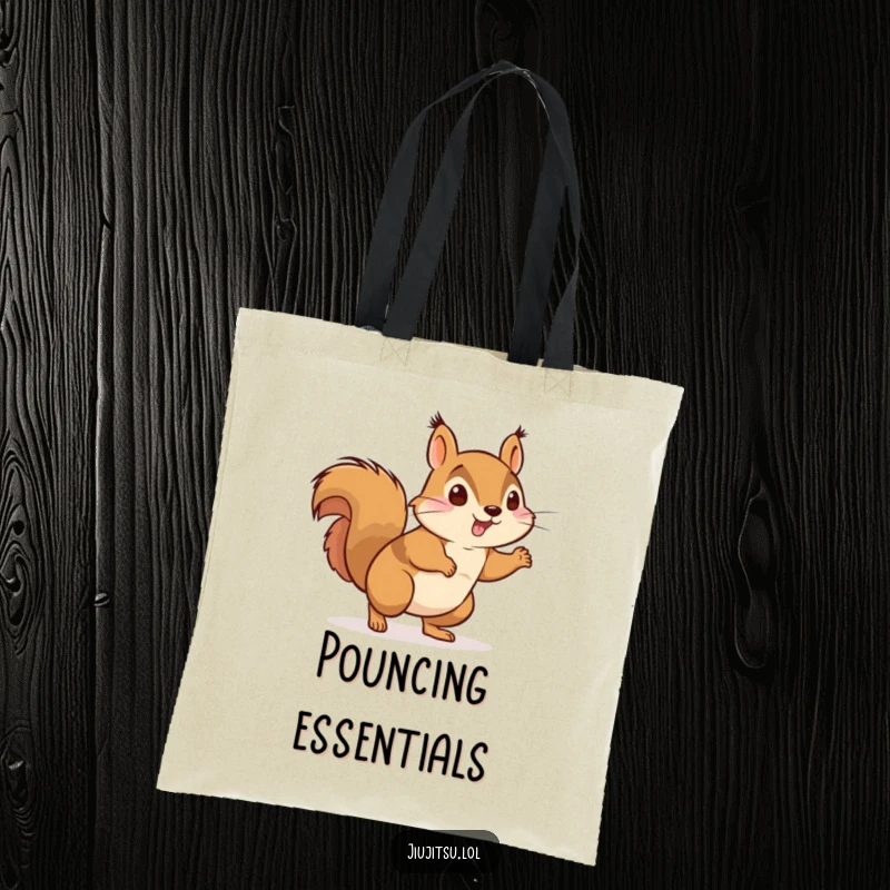Funny Energetic Squirrel Judo Tote Bag: An energetic squirrel in a judo gi playfully pounces, making this tote bag a symbol of dynamic activity.